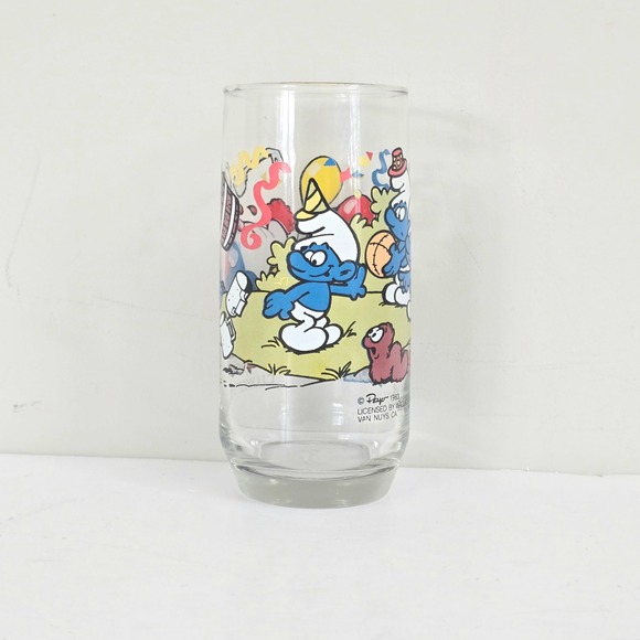 Vintage 1983‎ Smurf Glass Peyo Clumsy Smurf Cartoon Drinking Cup Collectible - Picture 2 of 10